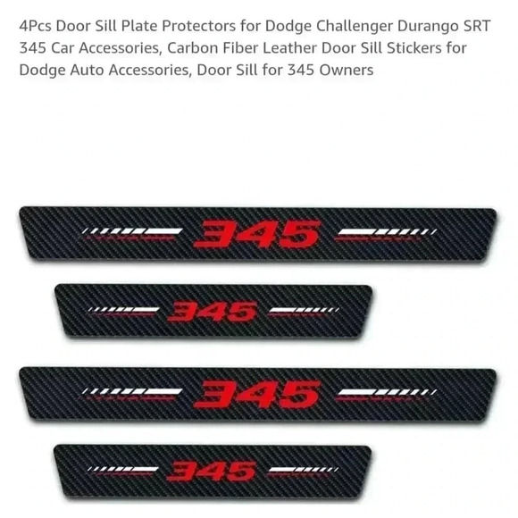 Car Door Sill Plate Protector,‎ Black Red Dodge 345 - Picture 1 of 8